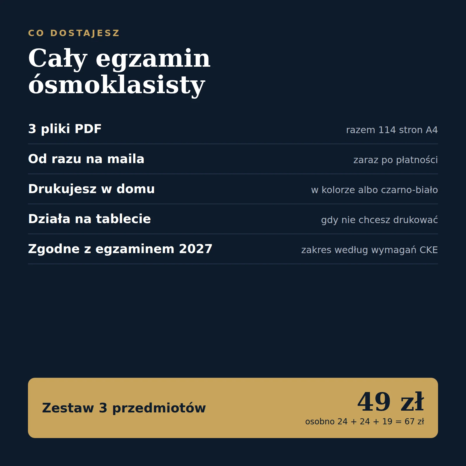 Co dostajesz w zestawie 3 przedmiotów