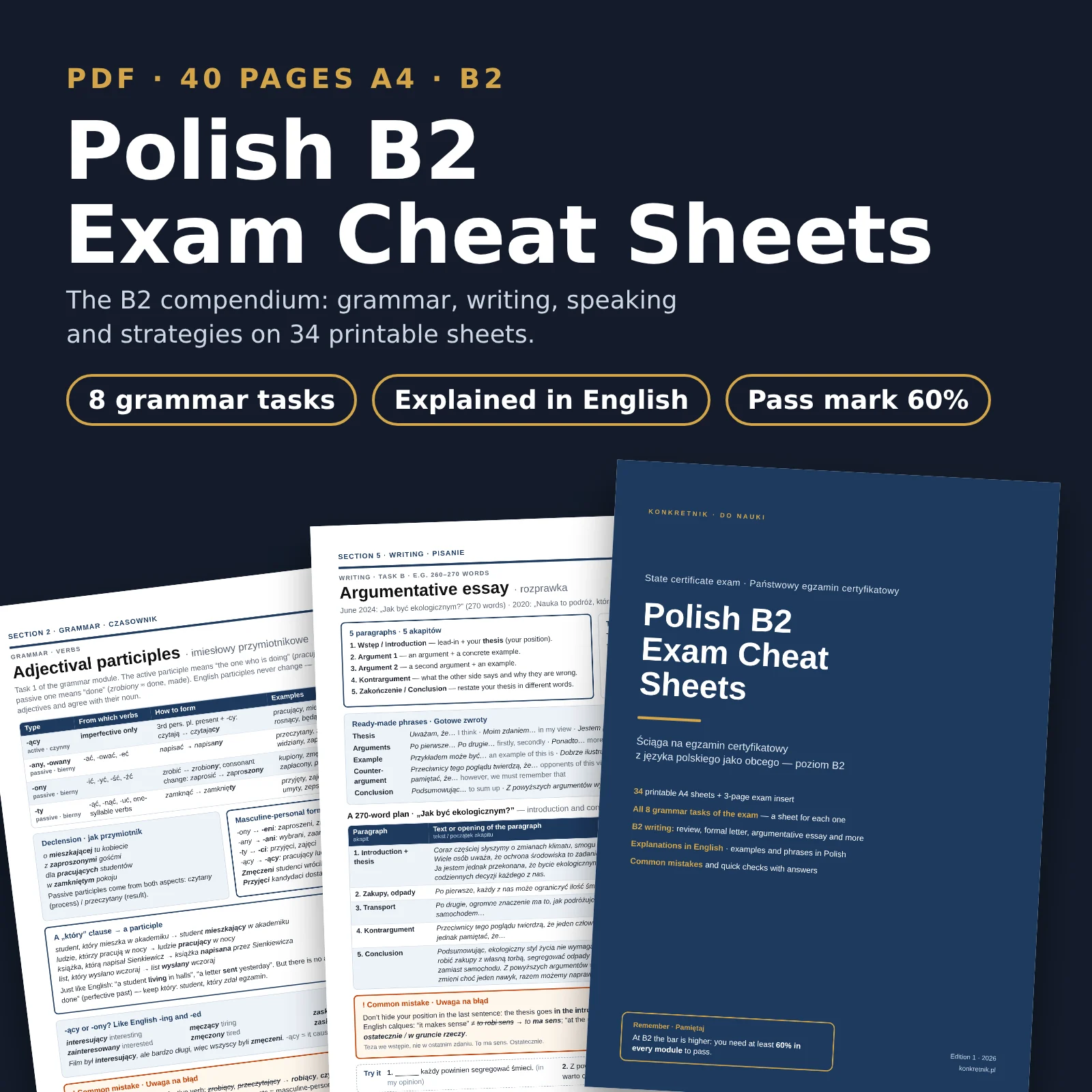 Polish B2 Exam Study Sheets