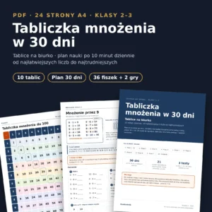 Tabliczka mnożenia w 30 dni – tablice na biurko dla klas 2–3