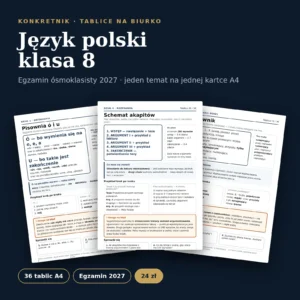 Tablice na biurko – Język polski klasa 8 – okładka