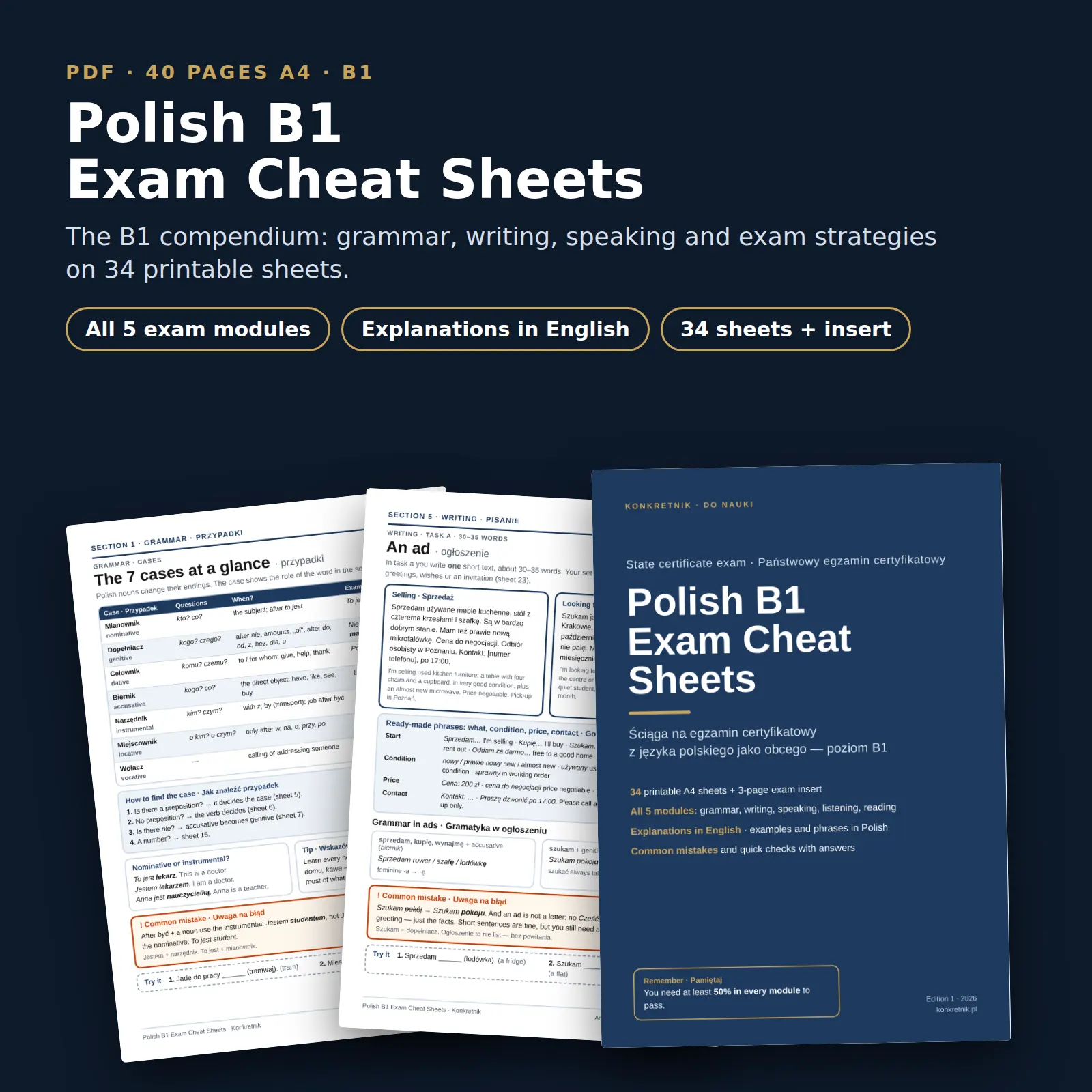 Polish B1 Exam Study Sheets